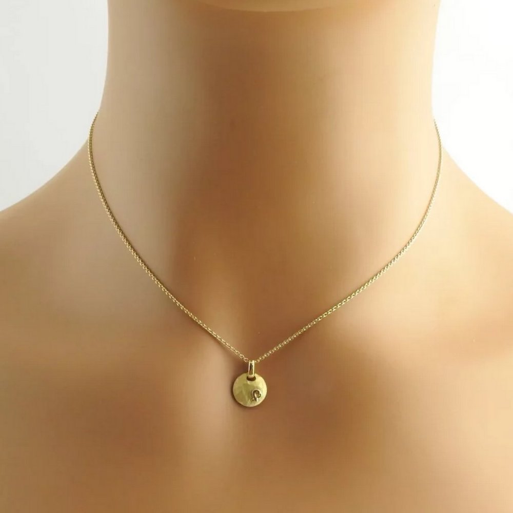 Tiffany's Paloma Picasso 18K Gold Hammered Disc with Loving Heart Necklace - Picture 3 of 5